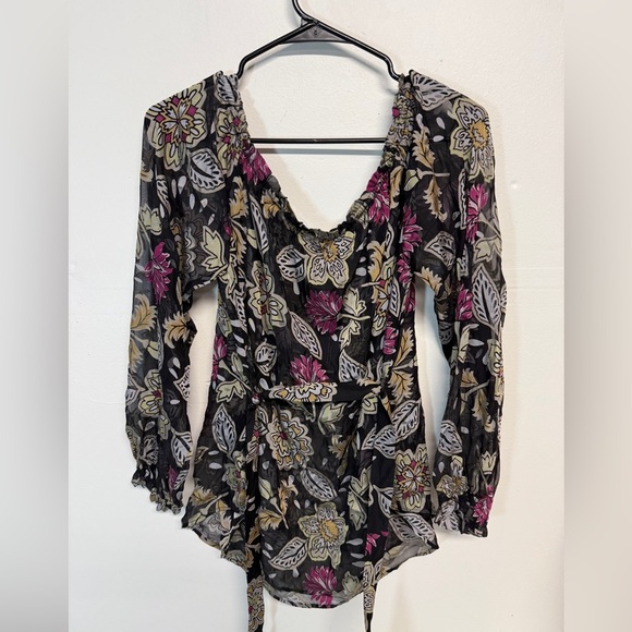 Rag & Bone Sierra Black Floral Silk Off Shoulder Blouse Women's Medium NWT XL - Picture 3 of 6